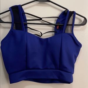 Blue laced back crop top.